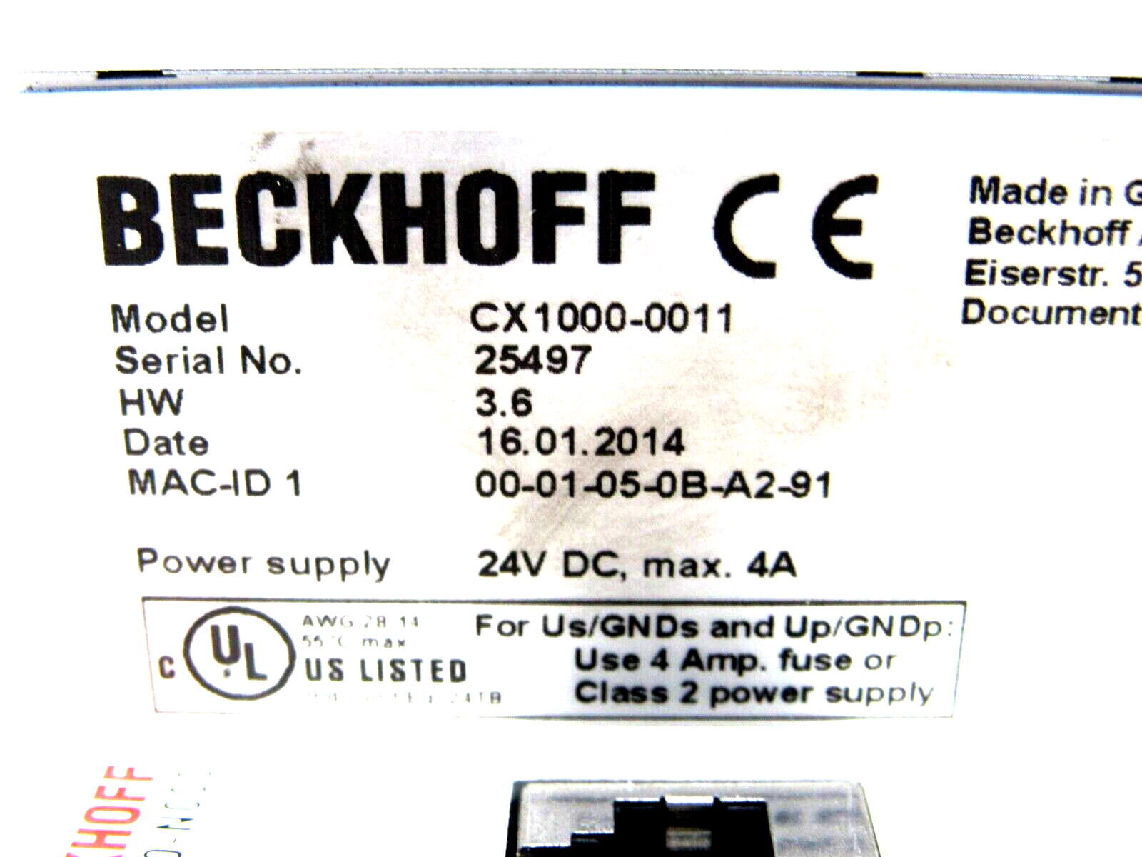 USED BECKHOFF CX1000-0011 CPU MODULE CX10000011 - Image 4
