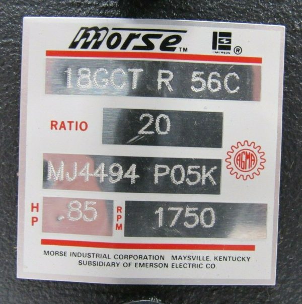 NEW MORSE 18GCT-R-56C GEAR REDUCER 20:1 MJ4494 P05K 18GCTR56C - Image 4