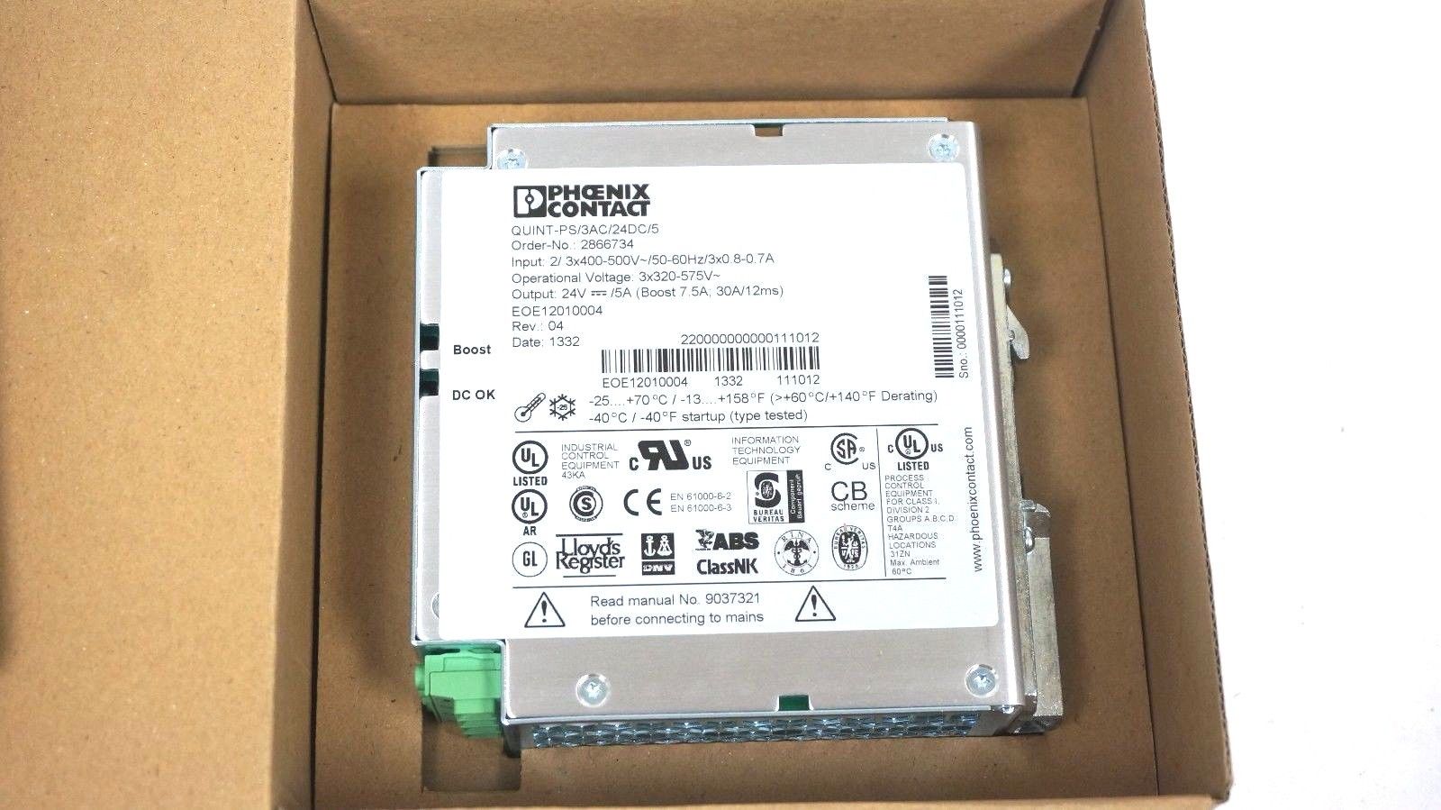 NEW PHOENIX CONTACT QUINT-PS/3AC/24DC/5 POWER SUPPLY 2866734 - SB ...
