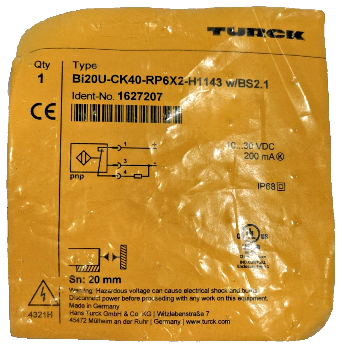 NEW TURCK BI20U-CK40-RP6X2-H1143 W/ BS2.1 INDUCTIVE SENSOR BI20UCK40RP6X2H1143 - Image 5