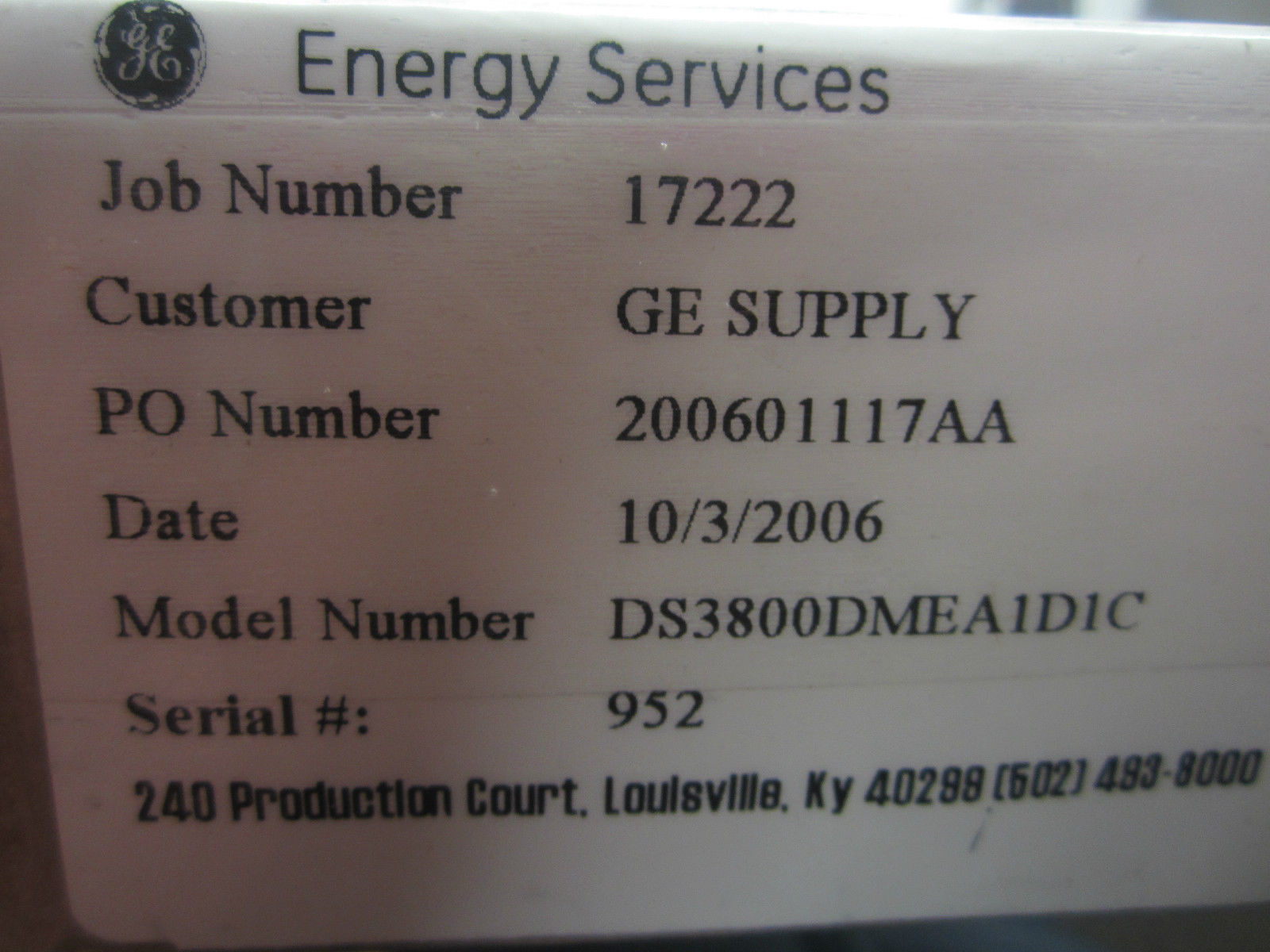 Remanufactured General Electric DS3800DMEA1D1C Motor Exciter Control