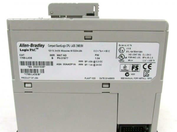 NEW ALLEN BRADLEY 1768-L43S COMPACT GUARDLOGIX CPU 1768L43S - Image 6