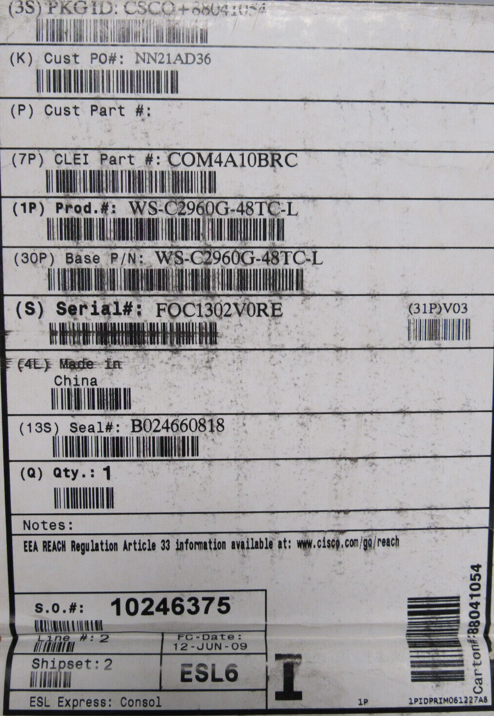 NEW CISCO WS-C2960G-48TC-L ETHERNET SWITCH WSC2960G48TCL - Image 6