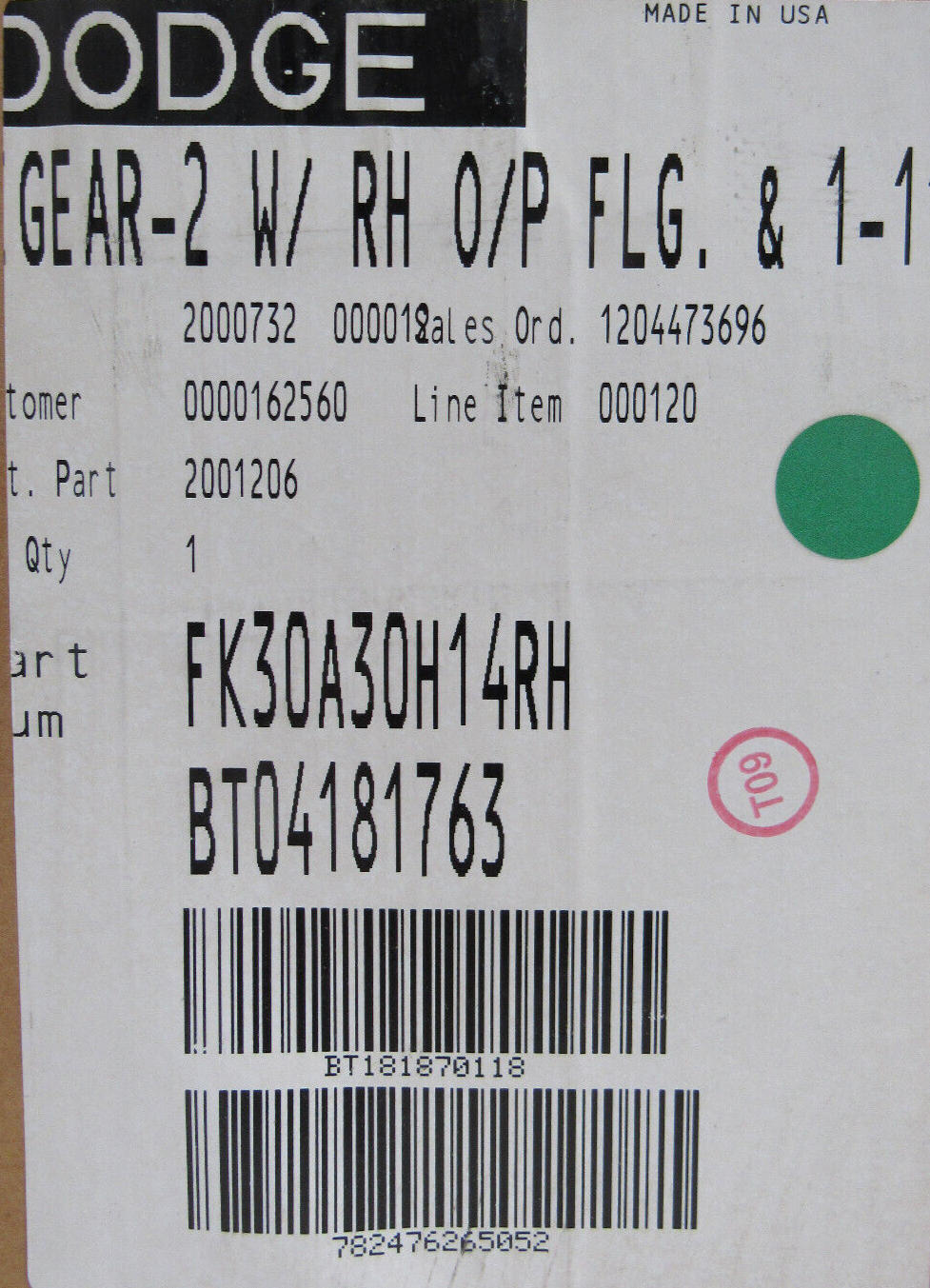 NEW DODGE FK30A30H14RH GEAR REDUCER 30:1 - Image 3