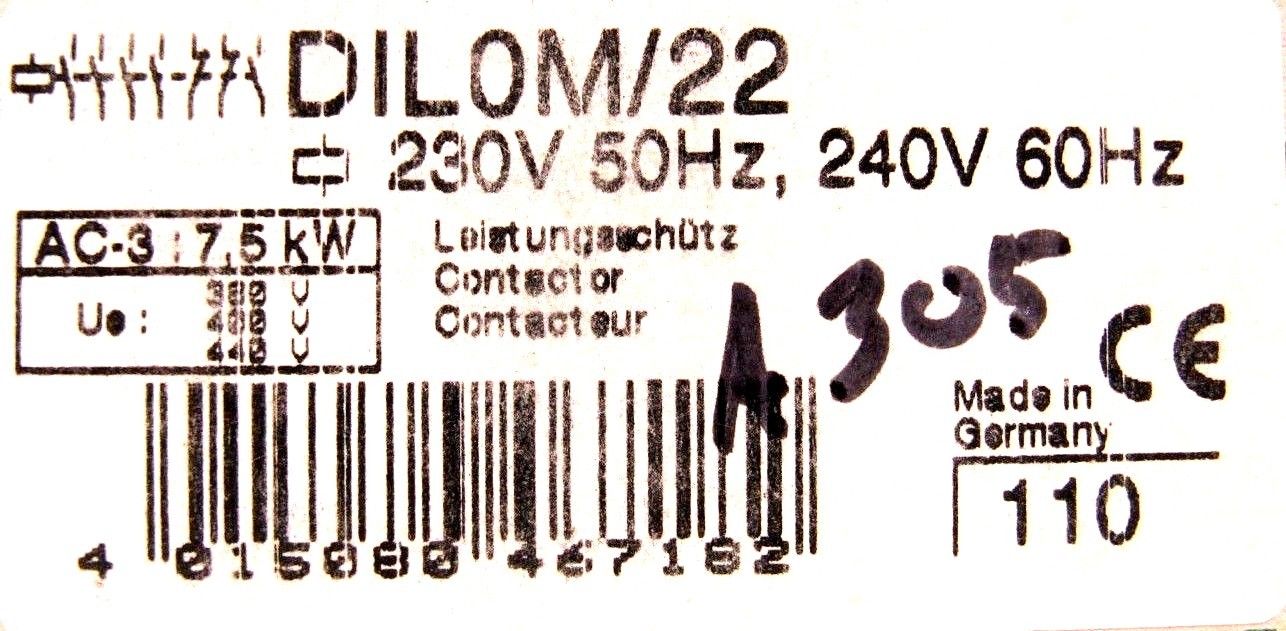 Moeller DIL0M Contactor 240V60Hz NEW 230V50Hz 