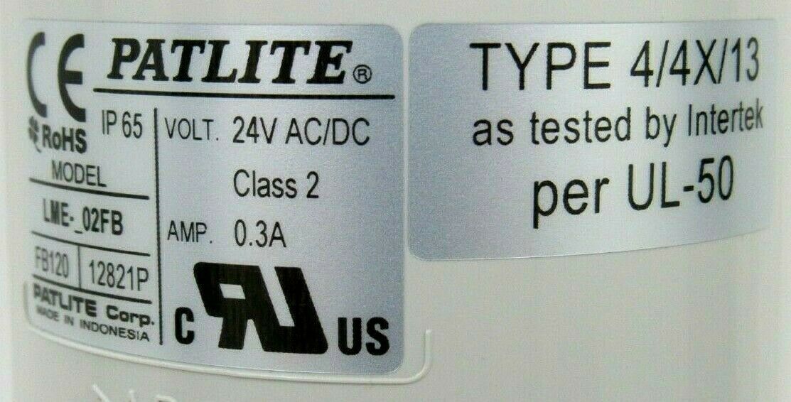 #LME-102FBL-Y Details about   Brand New In Box Patlite LED Signal Tower 