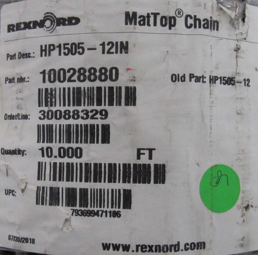 NEW REXNORD HP8505-12IN MATTOP CHAIN 10028880 10FT x 12IN - Image 3