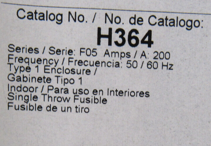 NEW SQUARE D H364 SAFETY SWITCH 200A 48261 - Image 4