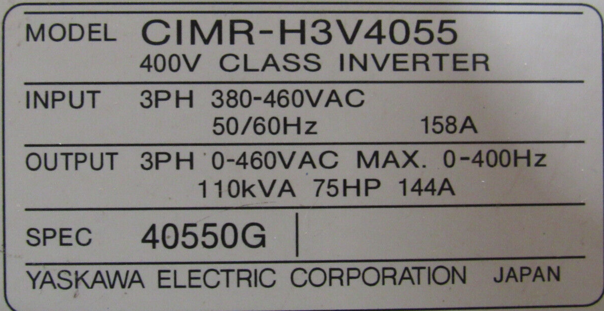 NEW YASKAWA CIMR-H3V4055 AC DRIVE 616H3 75HP 40450E CIMRH3V4055 - Image 5
