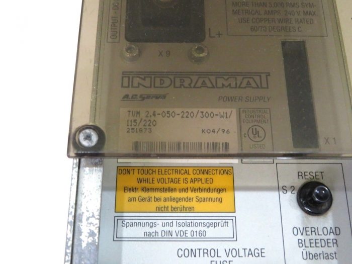 USED INDRAMAT TVM 2.4-050-220/300-W1/115/220 SERVO DRIVE POWER SUPPLY - Image 3