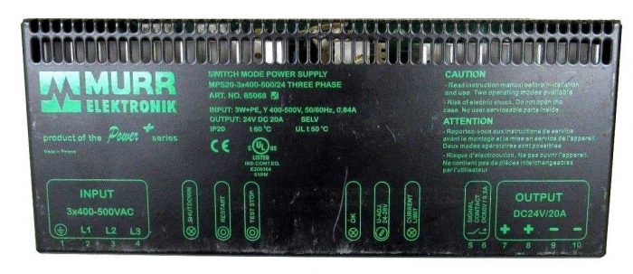 USED MURR ELEKTRONIK MPS20-3x400-500/24 POWER SUPPLY MPS203x40050024 85068 - Image 3