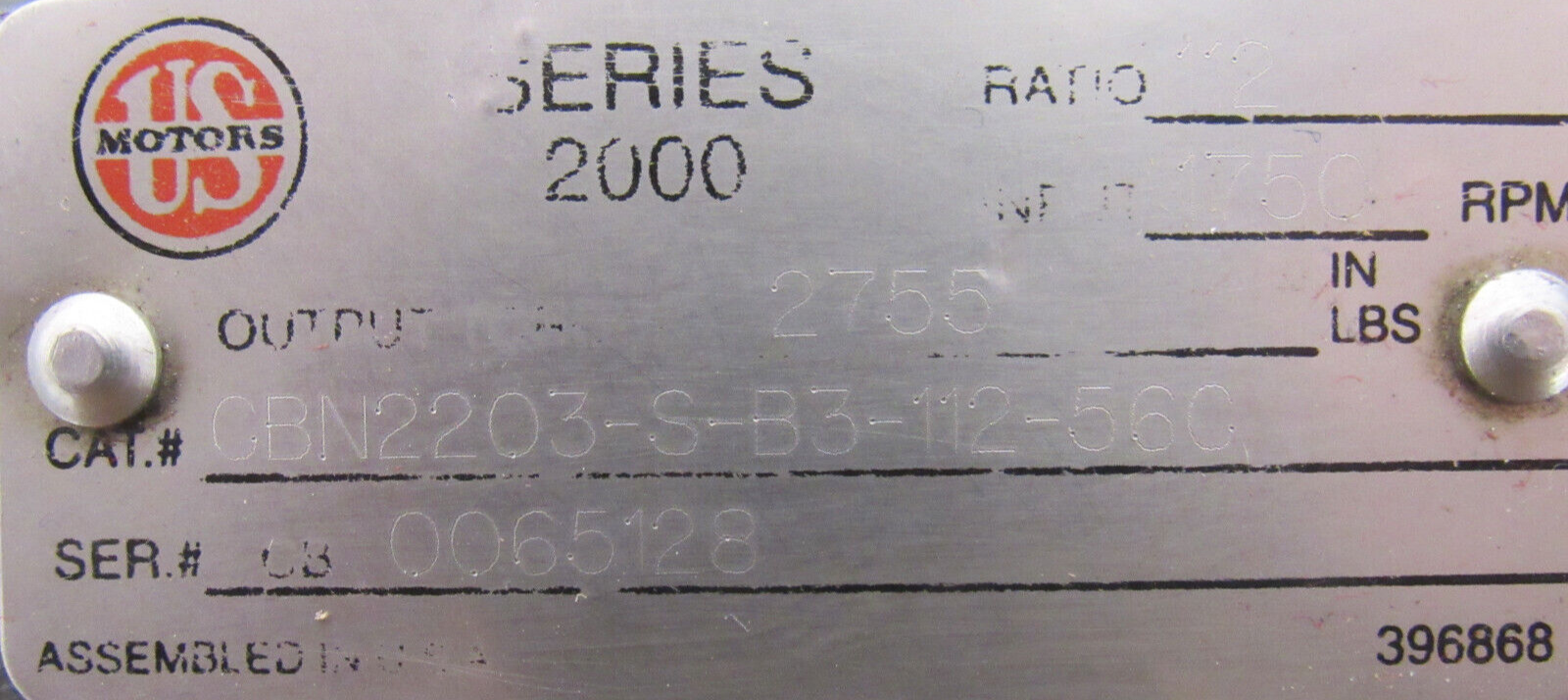 USED US MOTORS CBN2203-S-B3-112-56C GEAR REDUCER 1-1/4" DIA. RATIO 11.2:1 - Image 4