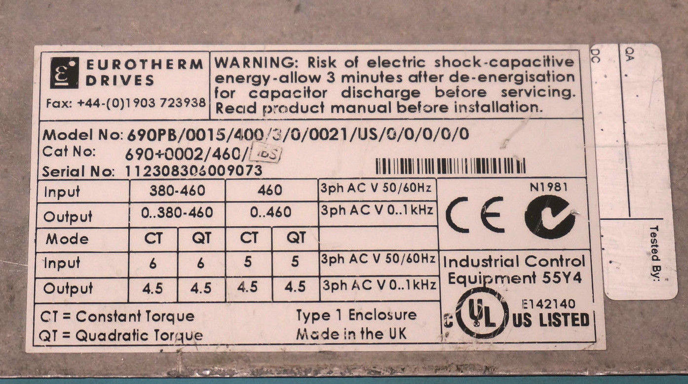 EUROTHERM DRIVES 690+0002/460/1BS AC INTEGRATOR DRIVE 69000024601BS - Image 5