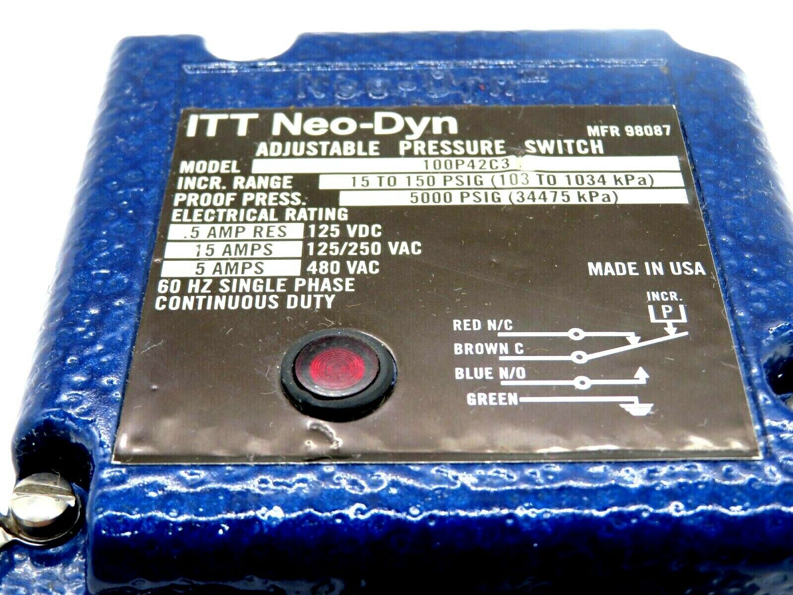 NEW ITT NEO-DYN 100P42C3 ADJUSTABLE PRESSURE SWITCH - Image 3