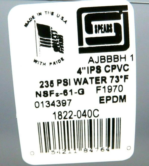 NEW SPEARS 1822-040C BALL VALVE 4" 235 PSI WATER 73F NSF-61-G 1822040C - Image 4