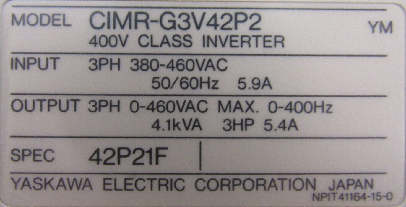 NEW YASKAWA CIMR-G3V42P2 AC DRIVE 3HP CIMRG3V42P2 - Image 5