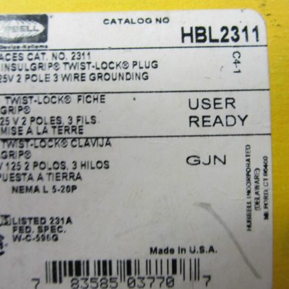 2 NEW HUBBELL HBL2311 TWIST LOCK PLUG
