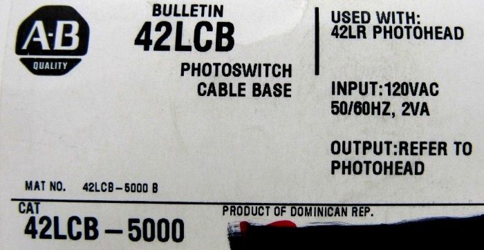 NEW ALLEN BRADLEY 42LCB-5000 PHOTOSWITCH CABLE BASE 42LCB5000 SER B - Image 5