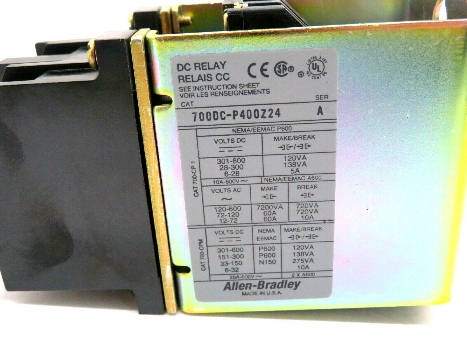 NEW ALLEN BRADLEY 700DC-P400Z24 CONTROL RELAY SER.A 700DCP400Z24 - Image 4