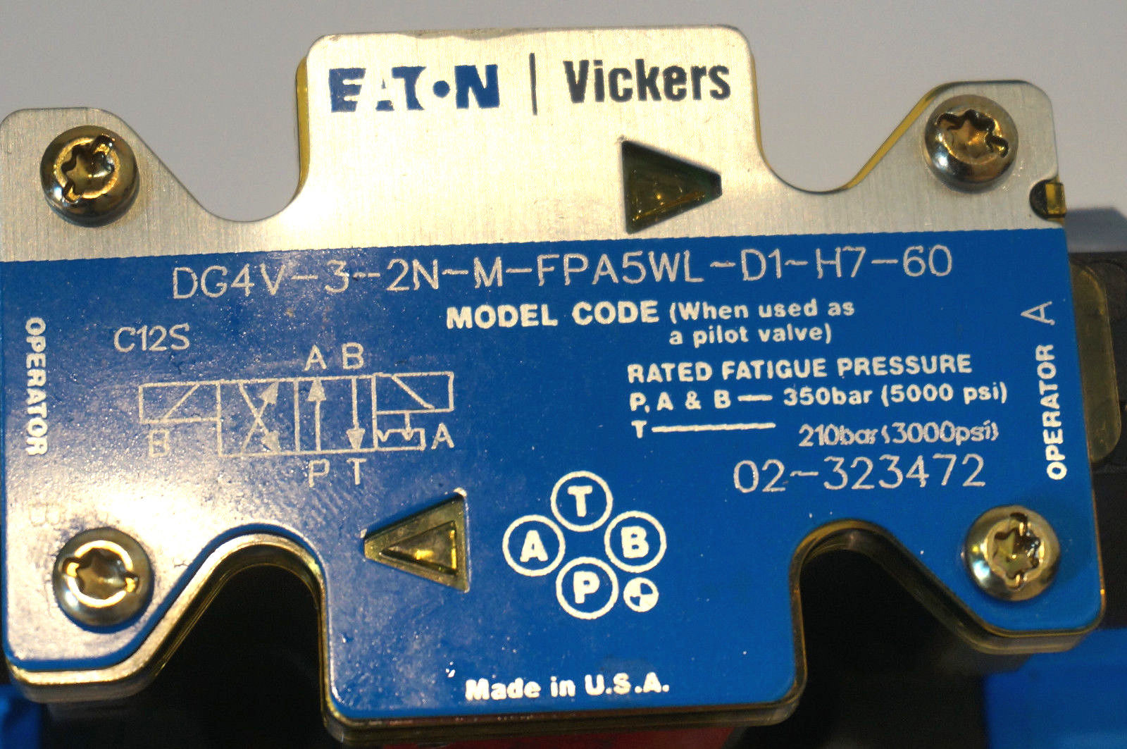 New Eaton Vickers Dg4v 3 2n M Fpa5wl D1 H7 60 Valve Dg4v32nmfpa5wld1h760 Sb Industrial Supply Inc