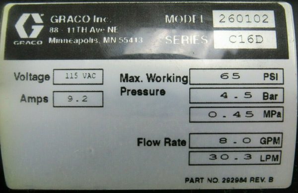 NEW GRACO APEX 260102 TRANSFER PUMP 8.0 GPM 115VAC - Image 5