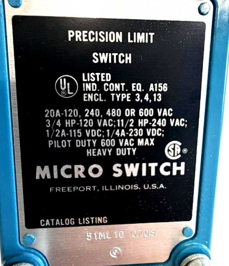 NEW HONEYWELL MICRO SWITCH 51ML10 PRECISION LIMIT SWITCH W/LEVER - Image 4