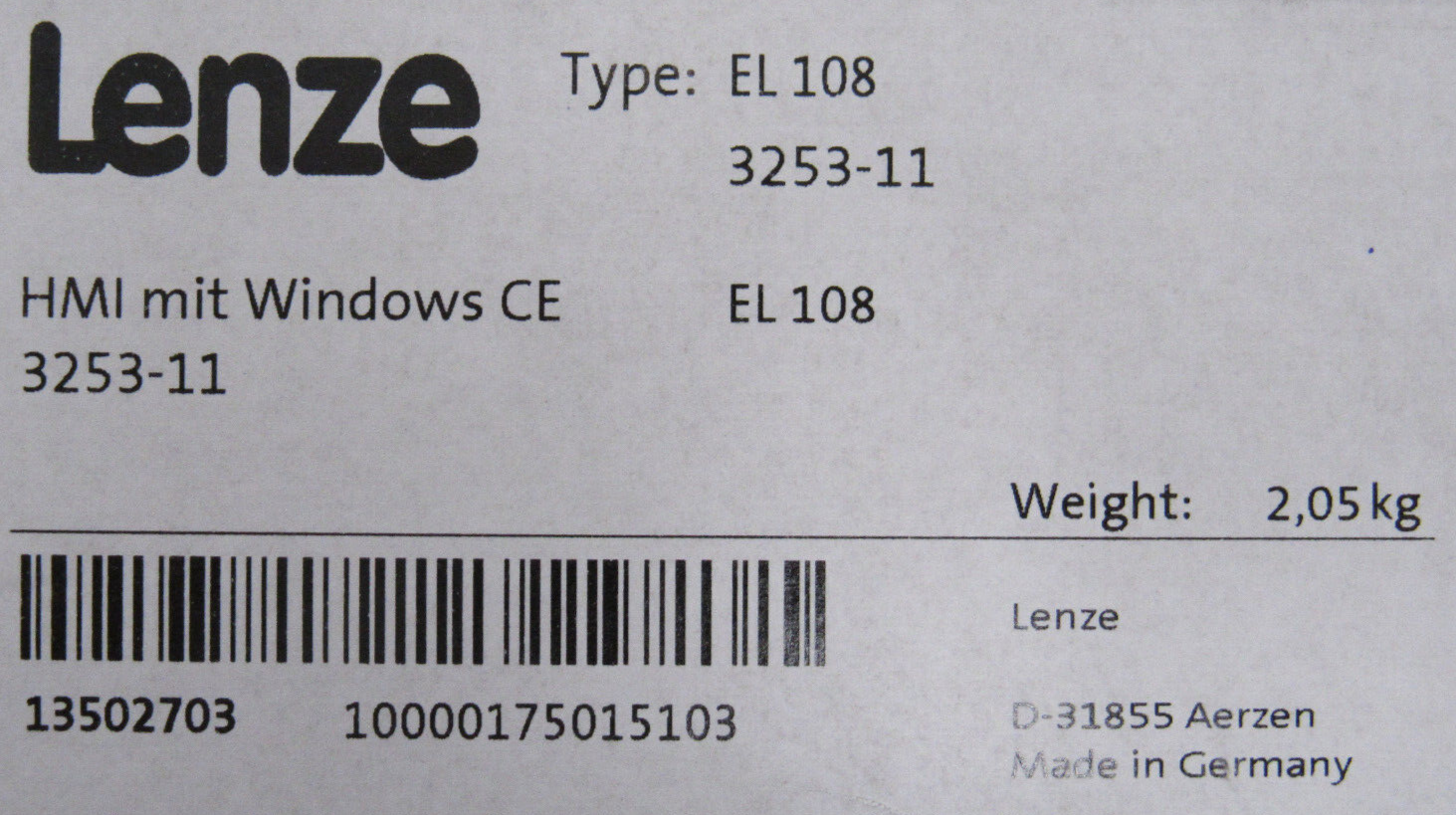 NEW SEALED LENZE 3253-11 TOUCHSCREEN DISPLAY 8" HMI 24VDC W/ WINDOWS CE EL108 - Image 3