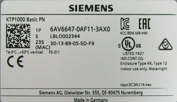 NEW SIEMENS 6AV6647-0AF11-3AX0 TOUCH PANEL KTP1000 BASIC PN 6AV66470AF113AX0 - Image 4