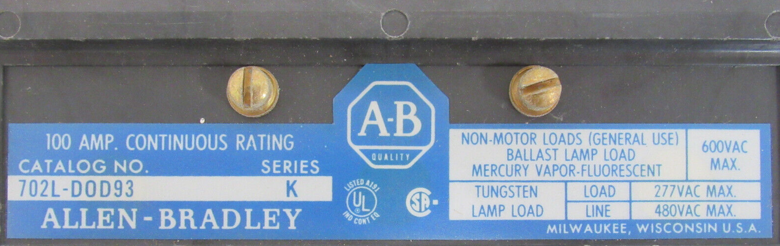 ALLEN BRADLEY 702L-D0D93 AC LIGHTING CONTACTOR SER.K 702LD0D93 NEW SURPLUS - Image 5