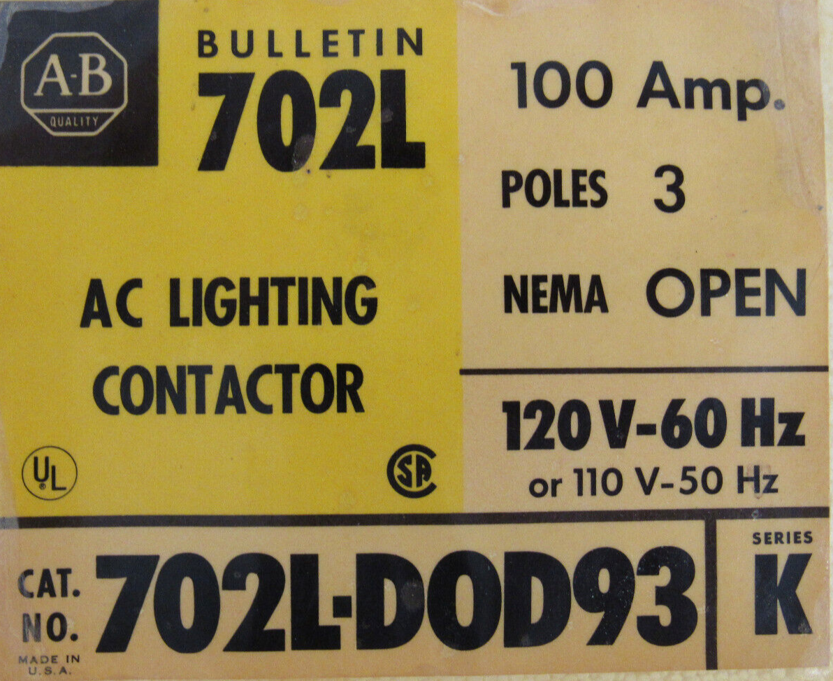 ALLEN BRADLEY 702L-D0D93 AC LIGHTING CONTACTOR SER.K 702LD0D93 NEW SURPLUS - Image 6