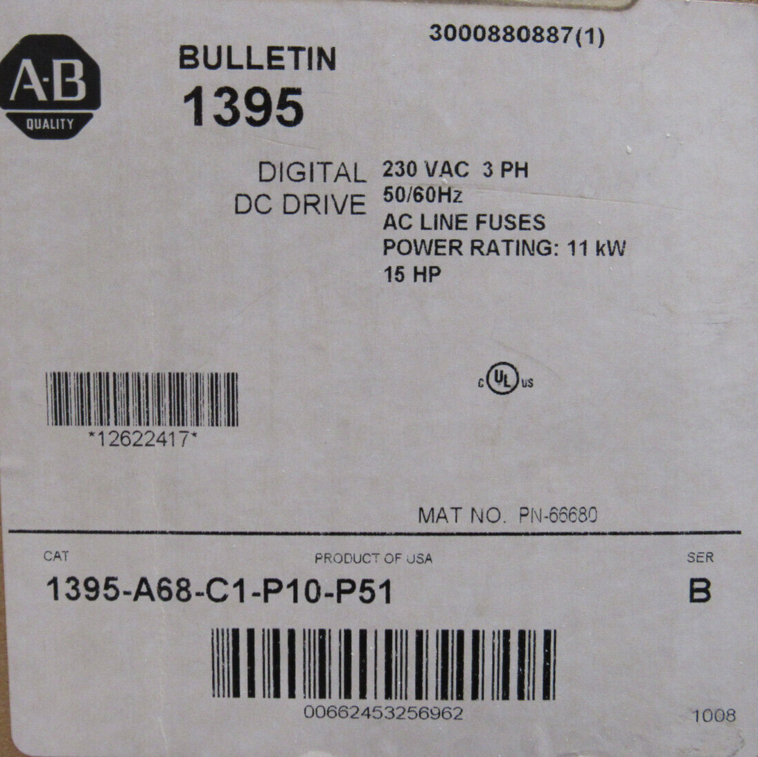 NEW ALLEN BRADLEY 1395-A68-C1-P10-P51 DC DRIVE 15HP 1395A68C1P10P51 - Image 5