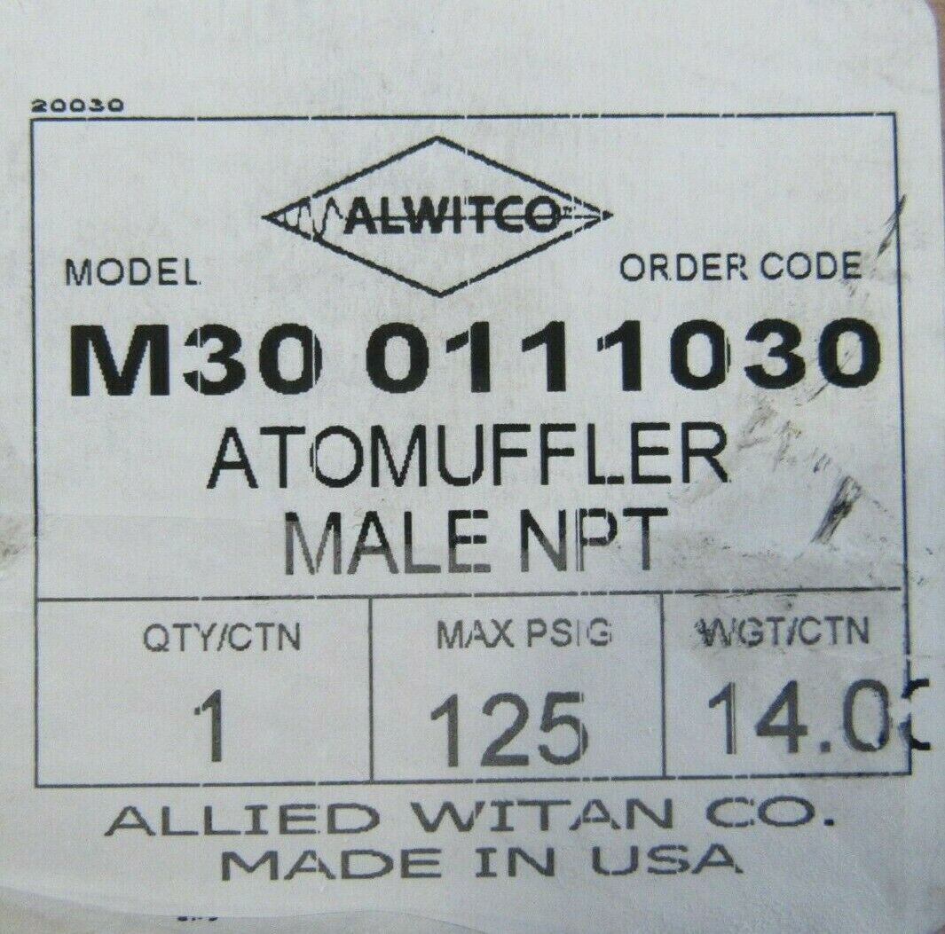 NEW ALWITCO M30 0111030 AIR EXHAUST MUFFLER M300111030 SB Industrial