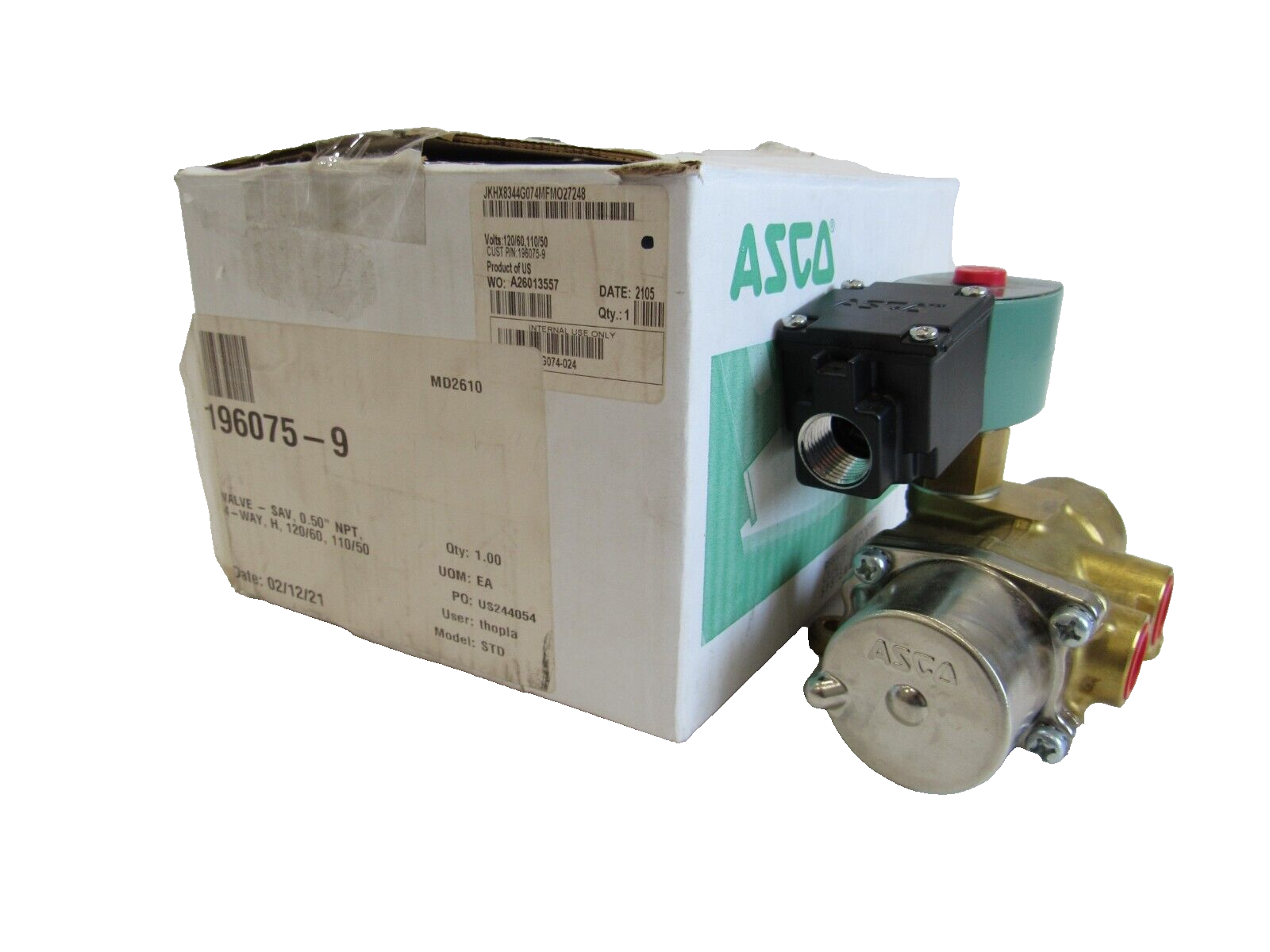 NEW ASCO JKHX8344G074MFMO27248 4 WAY PNEUMATIC VALVE