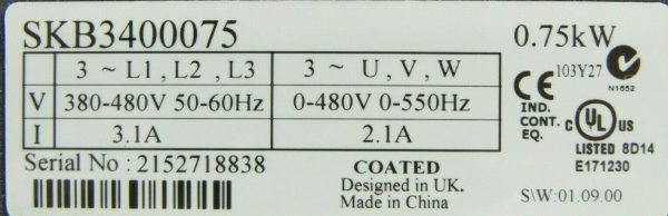 NEW CONTROL TECHNIQUES SKB3400075 COMMANDER SK DRIVE - Image 5