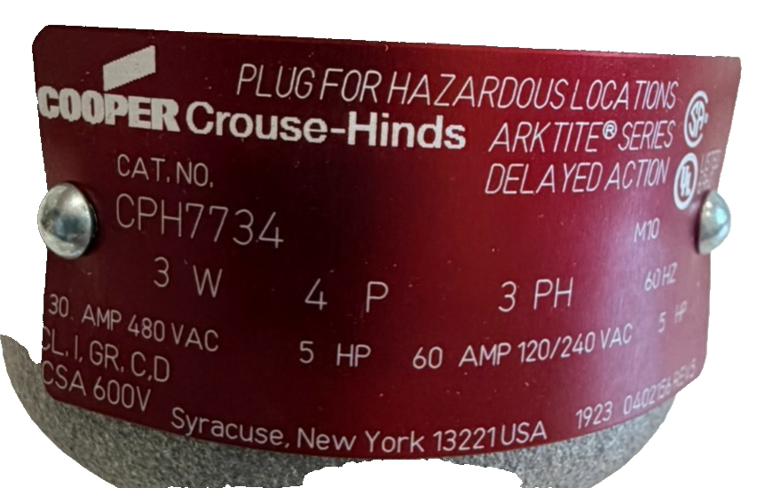NEW EATON CROUSE-HINDS CPH7734 CIRCUIT BREAKING PLUG - Image 4