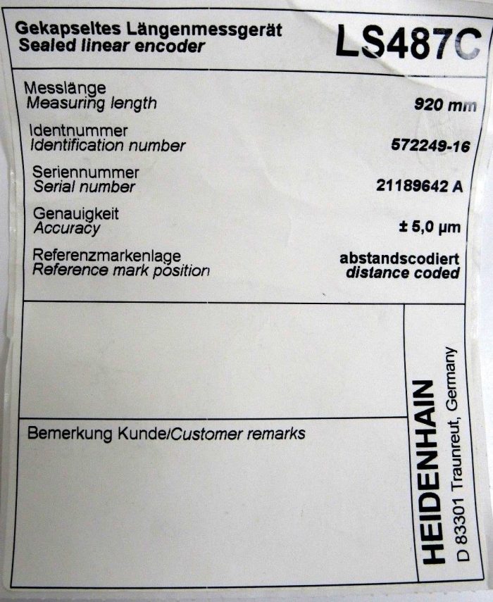 NEW HEIDENHAIN 572249-16 LINEAR ENCODER 920MM LS487C 57224916 - Image 6