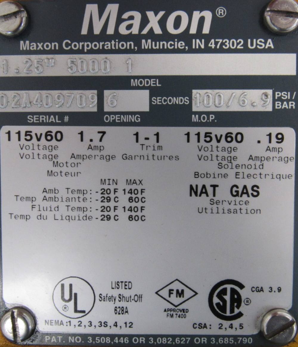 NEW MAXON 5000-1 SHUTOFF VALVE 5000-1-1.25