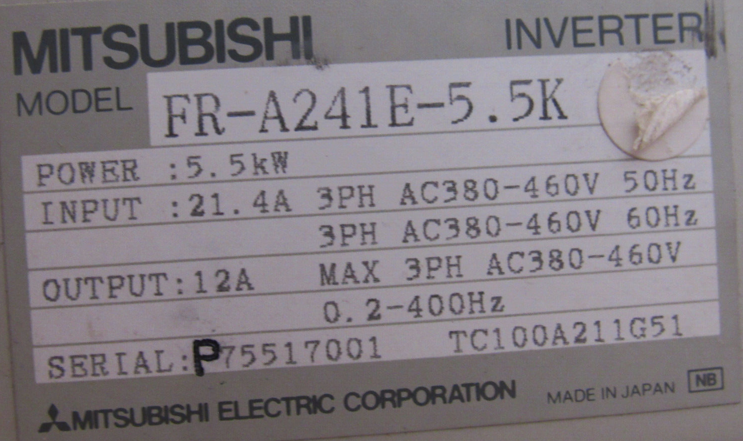 NEW MITSUBISHI FR-A241E-5.5K INVERTER DRIVE 7.5HP FRA241E55K - Image 5
