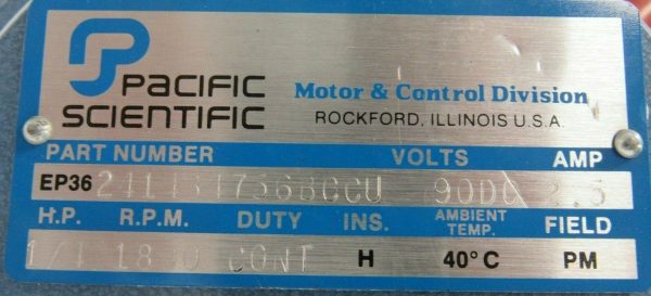 NEW PACIFIC SCIENTIFIC EP3624-1434-7-56BC-CU MOTOR 1/4HP 90VDC 1800 RPM 56C - Image 4