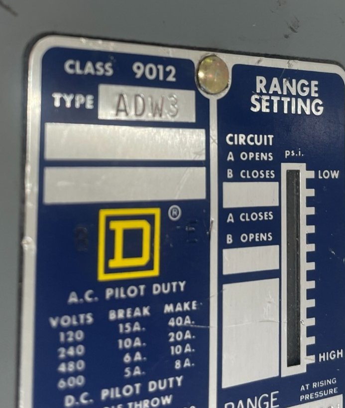 NEW SQUARE D 9012-ADW-3 PRESSURE SWITCH 9012ADW3 - Image 4