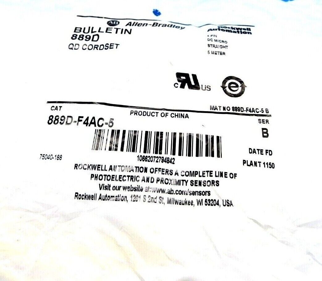 NEW ALLEN BRADLEY 889D-F4AC-5 QD CORDSET 889DF4AC5 - Image 3