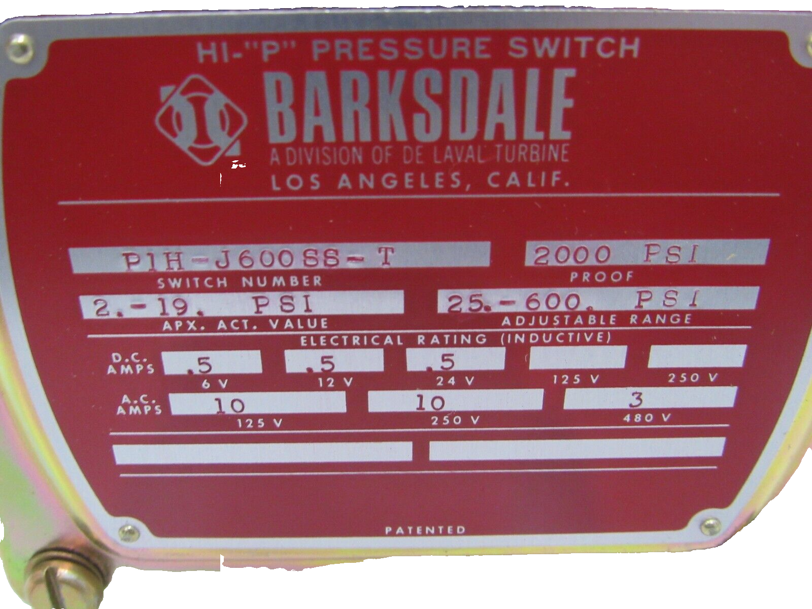 NEW BARKSDALE P1H-J600SS-T PRESSURE SWITCH P1HJ600SST - Image 3