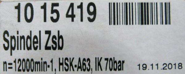 NEW CHIRON 1015419 SPINDLE ASSEMBLY 1010/183A2 2000950 HSK-A63 B05730045005 - Image 4