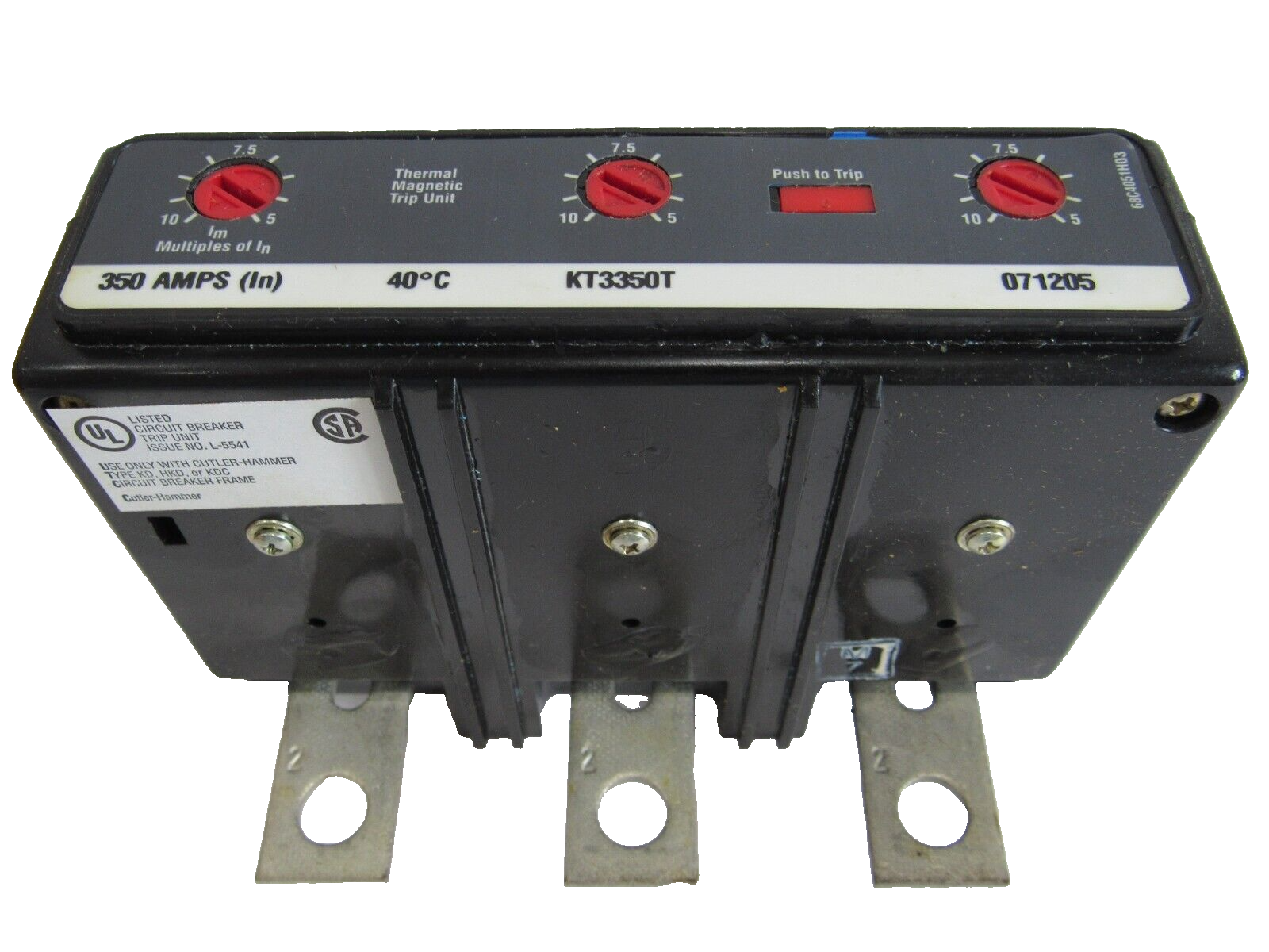 NEW CUTLER HAMMER KT3350T OVERLOAD BREAKER TRIP UNIT ONLY 350AMPS 3 POLES - Image 3