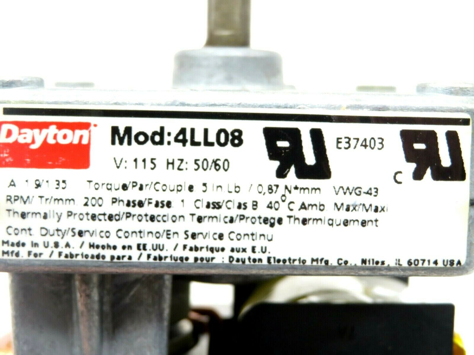 NEW DAYTON 4LL08 SHADED POLE GEAR MOTOR SB Industrial Supply, Inc.