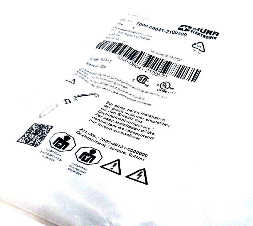 NEW MURR ELEKTRONIK 7000-08041-2100500 CONNECTION CABLE LOT OF 2 - Image 3