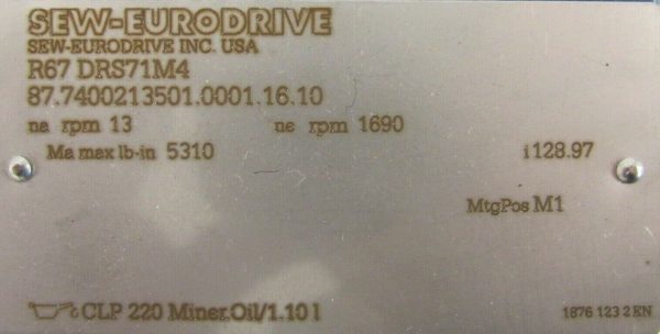 NEW SEW-EURODRIVE R67 DRS71M4 GEAR MOTOR R67DRS71M4 - Image 4