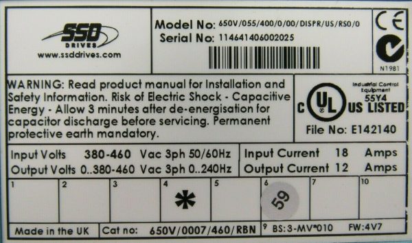 NEW SSD DRIVES 650V/055/400/0/00/DISPR/US/RS0/0 AC DRIVE 650V/0007/460/RBN - Image 5