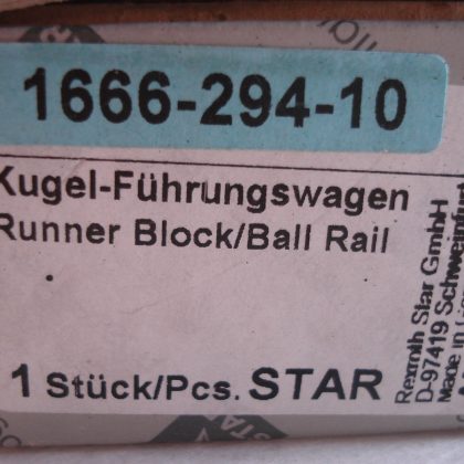 NEW STAR 1666-294-10 RUNNER BLOCK BALL RAIL 166629410
