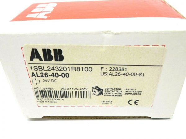 NEW ABB AL26-40-00 CONTACTOR 24V AL26-40-00 1SBL243201R8100 AL264000 - Image 4